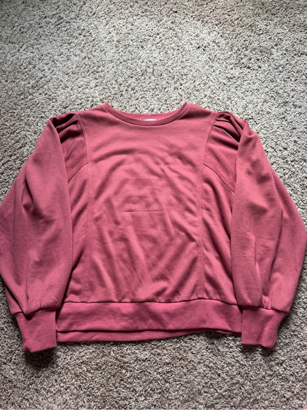 Staccato Dusty Rose Puff-Sleeve Crewneck Sweater